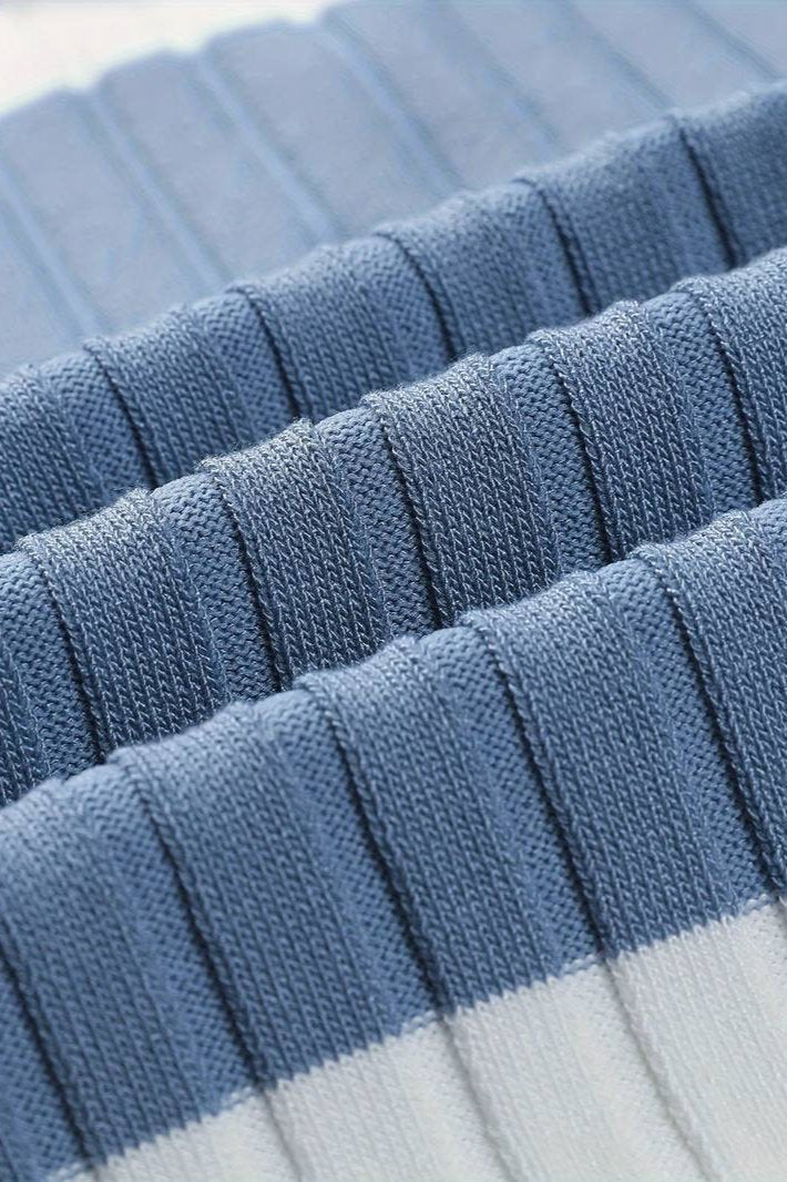 Męska dzianinowa koszulka polo w paski, teksturowana, na lato