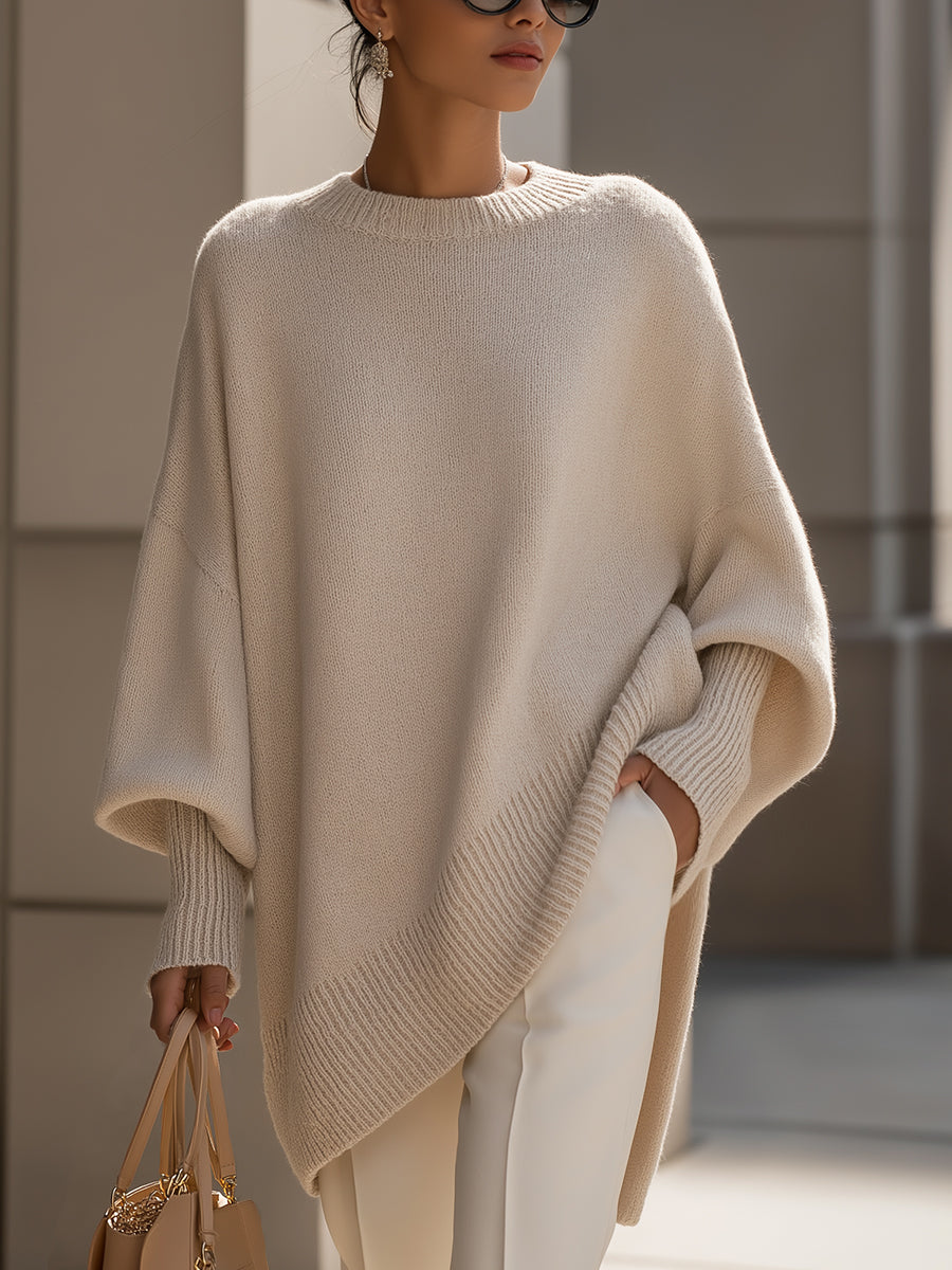 Damski Oversized Sweter Wełniany – Luźna Warstwa na Jesień i Zimę