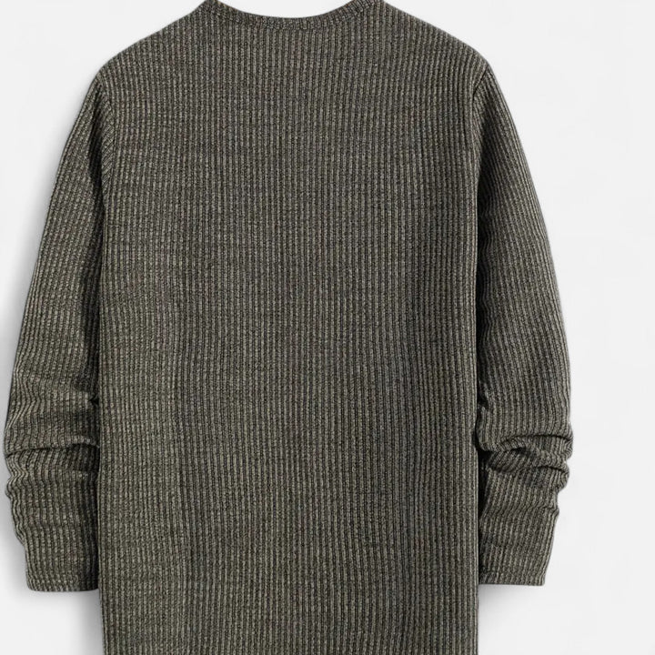 Valmonti | Męski sweter Henley z dzianiny w warkocze