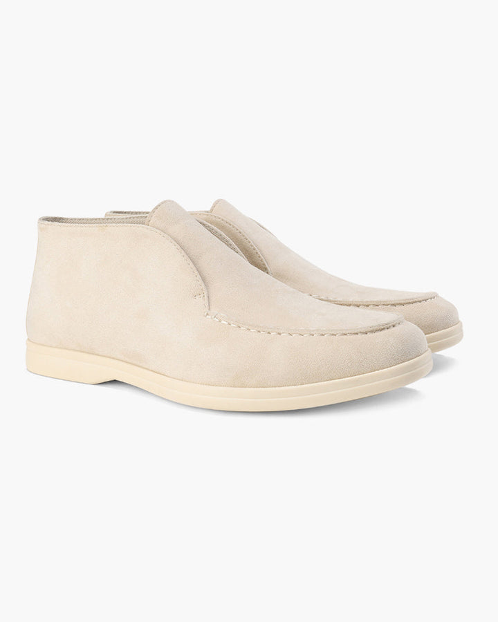 Męskie Zamszowe Mokasyny Slip-On Średnie Z Konstrastową Podeszwą