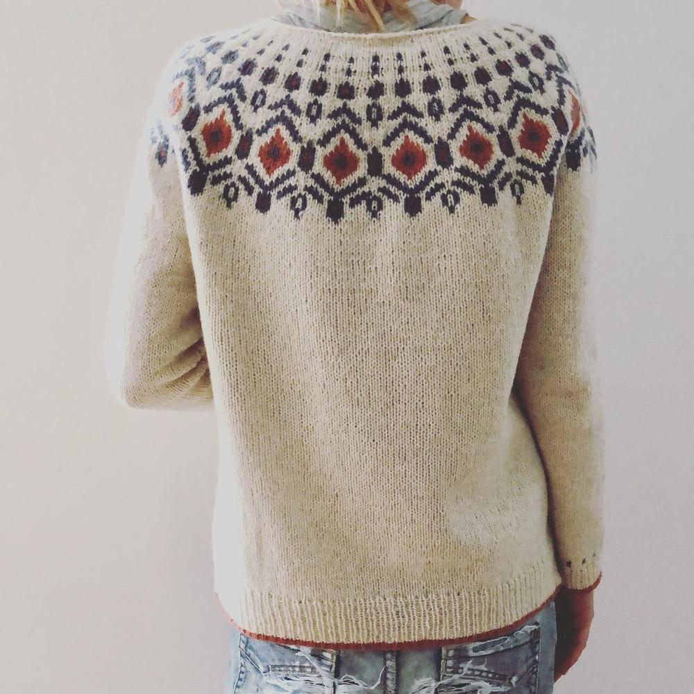 Damski sweter z wzorem – Stylowy, ciepły, wygodny, elegancki, miękki, codzienny sweter na jesień