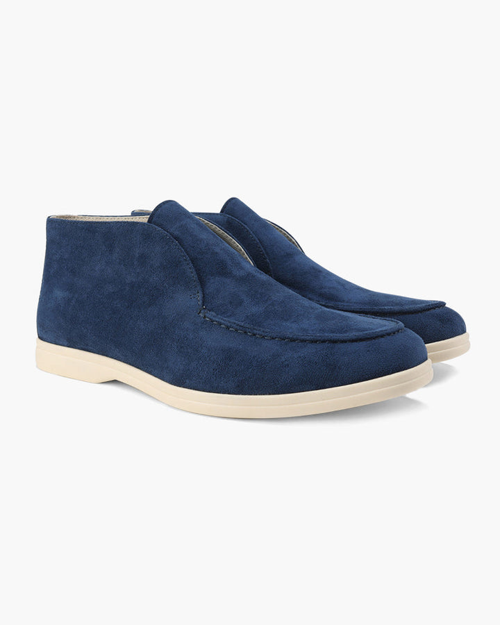 Męskie Zamszowe Mokasyny Slip-On Średnie Z Konstrastową Podeszwą