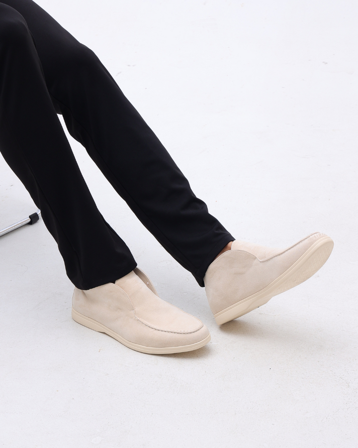 Męskie Zamszowe Mokasyny Slip-On Średnie Z Konstrastową Podeszwą