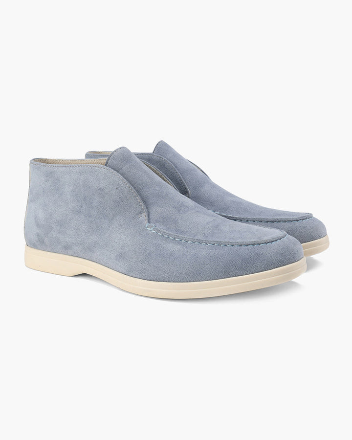 Męskie Zamszowe Mokasyny Slip-On Średnie Z Konstrastową Podeszwą