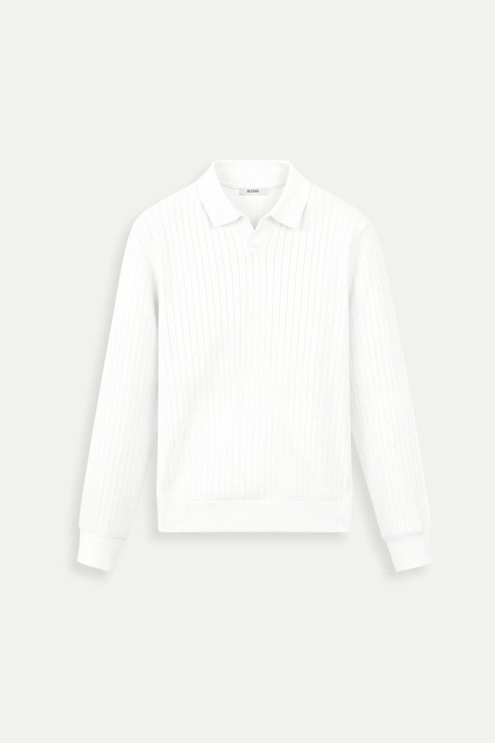 Męska koszulka polo z ribbowanej dzianiny, długi rękaw, smart casual