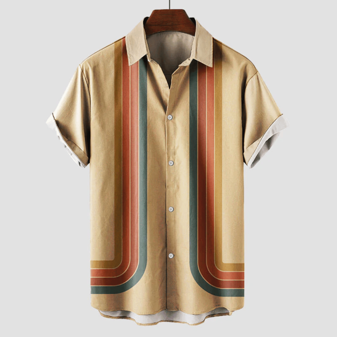 Męska retro koszula z krótkim rękawem w stylu casual na lato