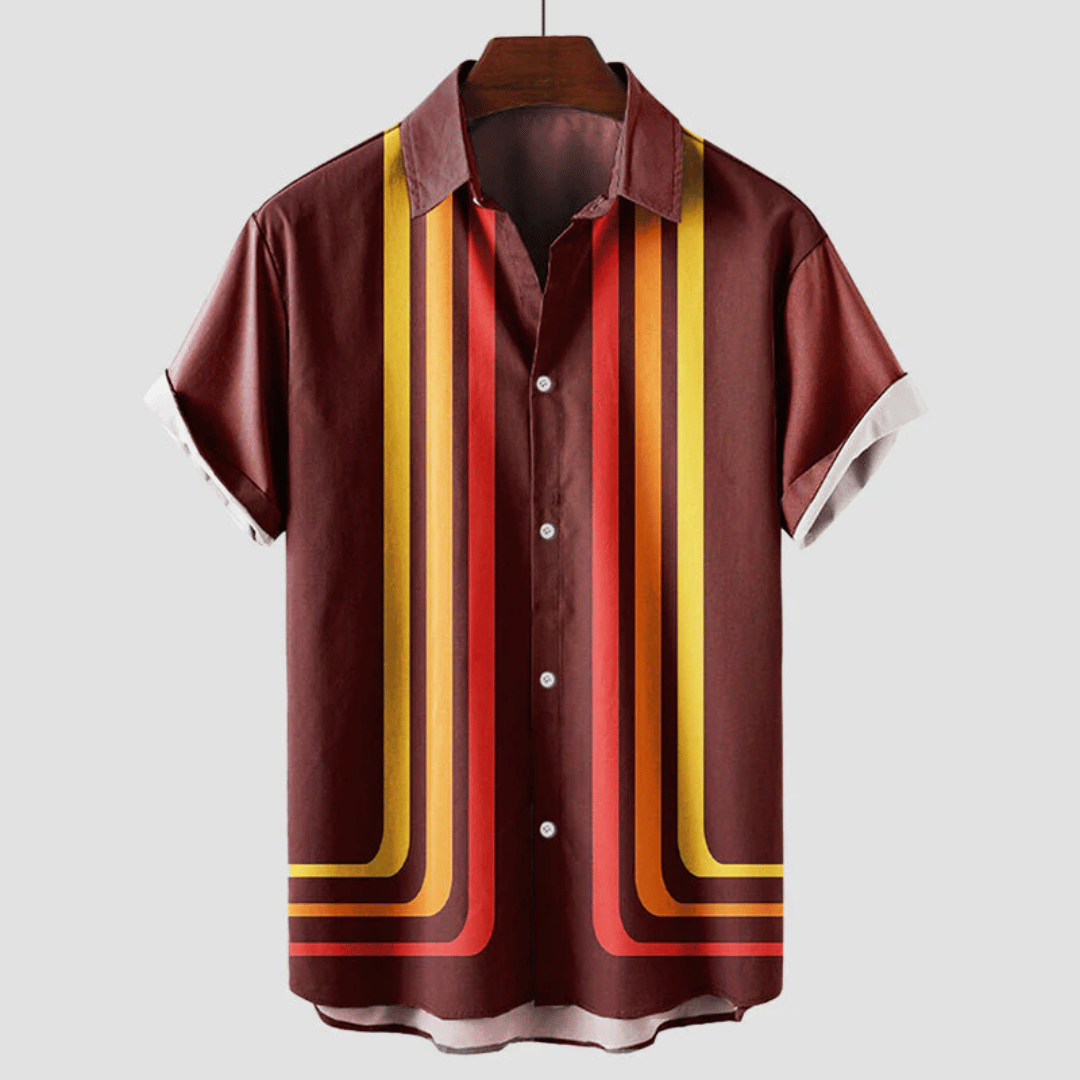 Męska retro koszula z krótkim rękawem w stylu casual na lato