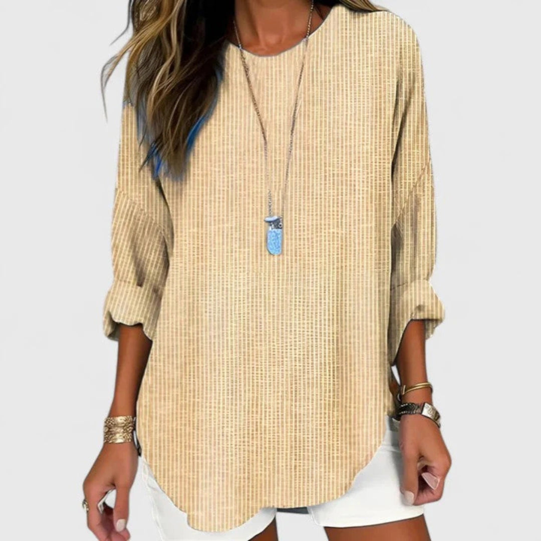 Damska Bluzka w Paski – Letnia Bluzka z Trzema Czwarteksłami na Codzienny Użytek