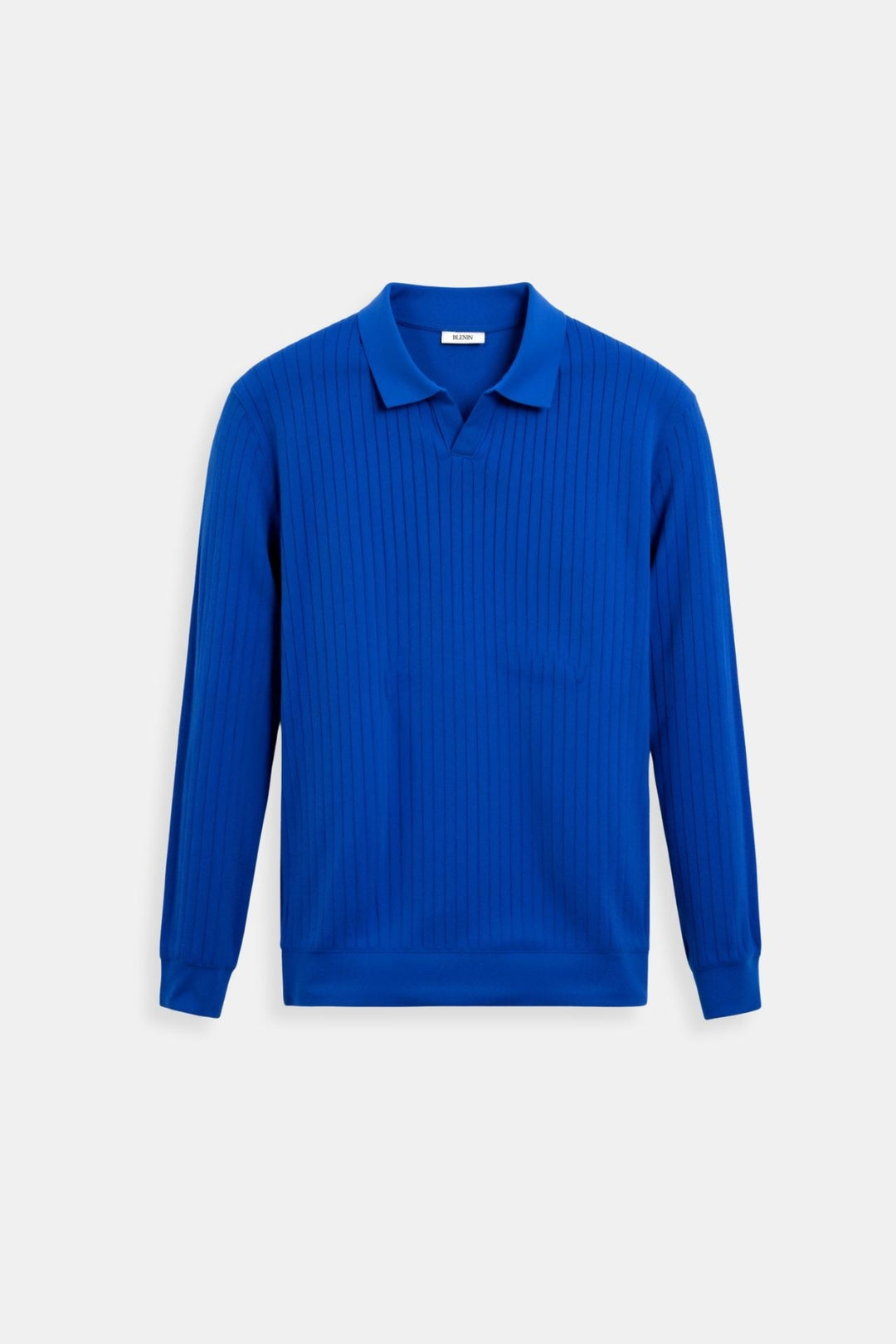 Męska koszulka polo z ribbowanej dzianiny, długi rękaw, smart casual
