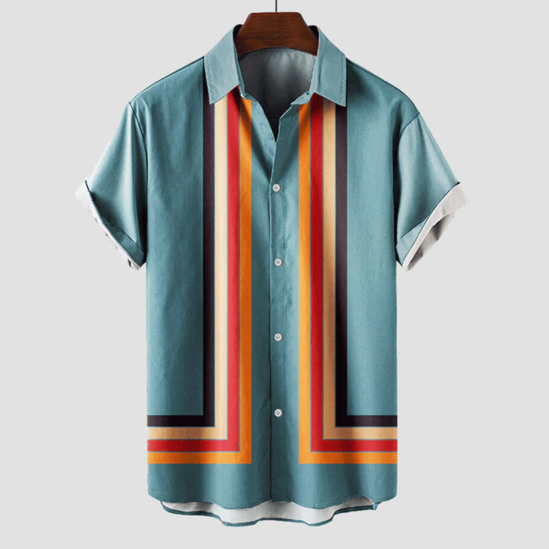 Męska retro koszula z krótkim rękawem w stylu casual na lato
