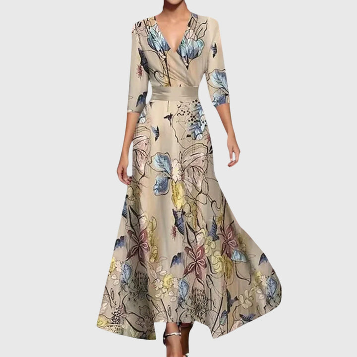 Damska Kwiatowa Sukienka Maxi z Zawiązaniem Elegancki Styl na Okazje