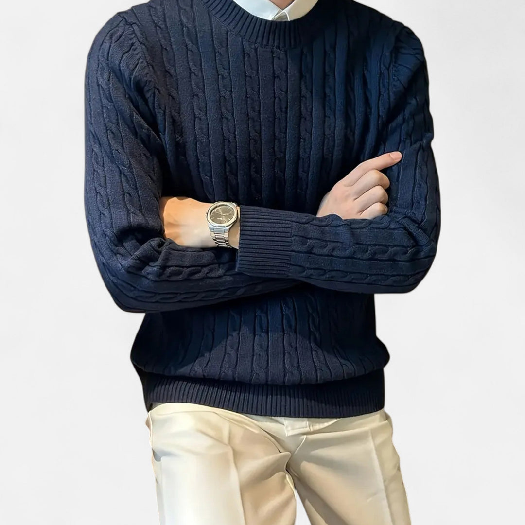 Valmonti | Męski Sweter z Rękawem Ribbed Knit