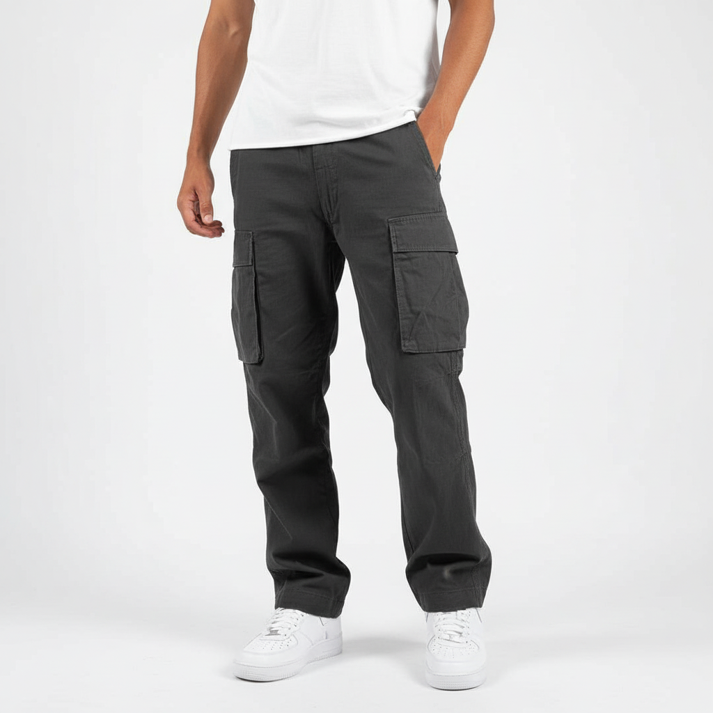 Męskie spodnie cargo w luźnym kroju z bawełny – Oddychająca tapered streetwear na co dzień