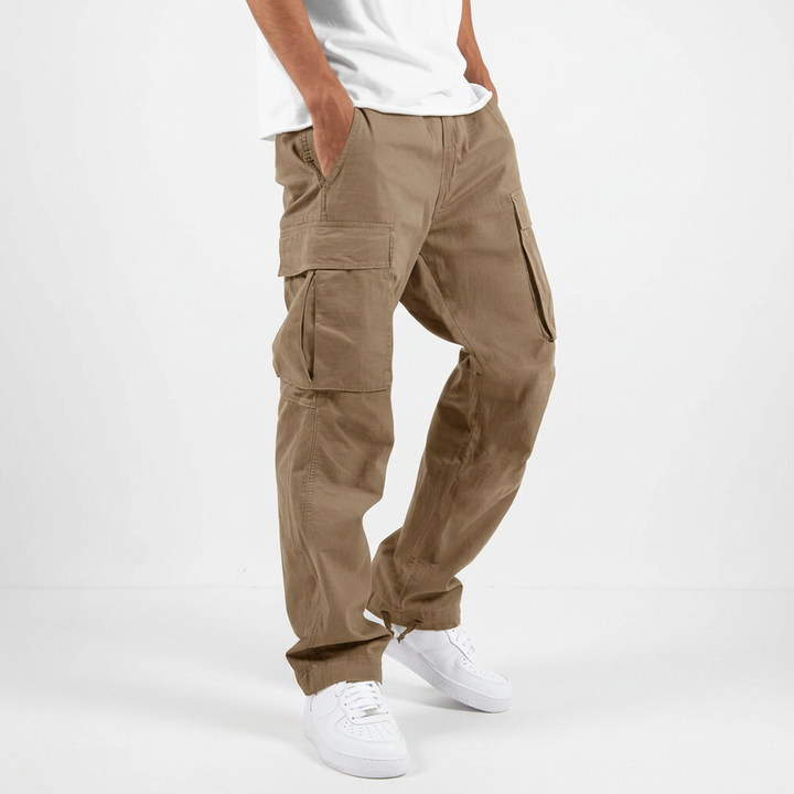 Męskie spodnie cargo w luźnym kroju z bawełny – Oddychająca tapered streetwear na co dzień