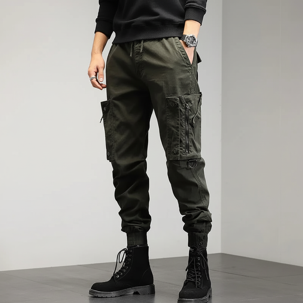 Męskie Spodnie Cargo Slim-Fit – Elastyczne Joggersy Użytkowe do Streetwearu i Użytku na Zewnątrz