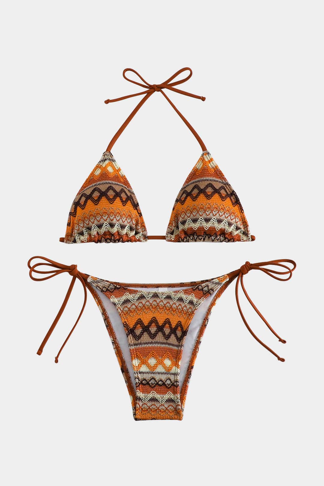 Kobiety Bikini w Trójkąt Boho Wzór Związany po Bokach