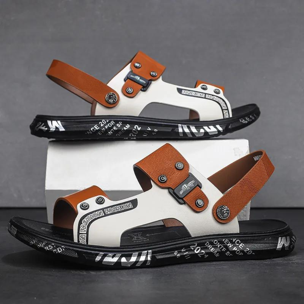 Męskie Sandały na Ramiączkach z Urban Buckle Detalem, Wyściełane Letnie Obuwie