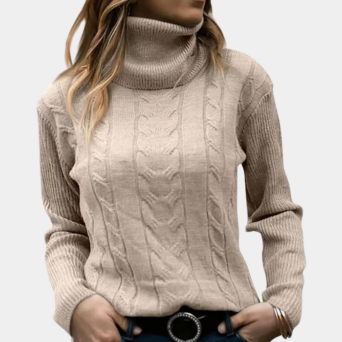 Damski Sweter z Golfem Wzór Warkocz do Codziennych Stylizacji