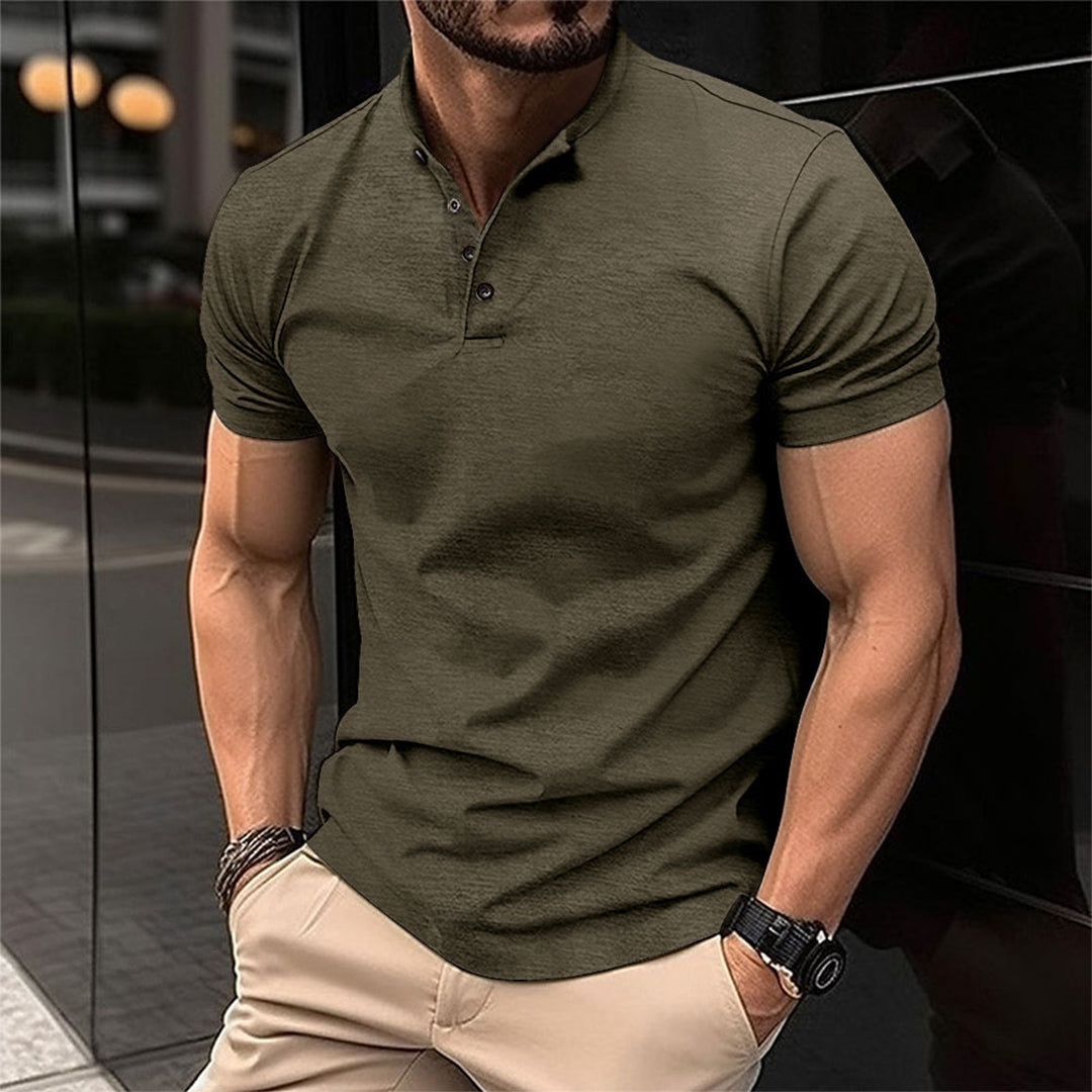 Męska koszulka polo slim fit z guzikiem, dopasowana, casualowa