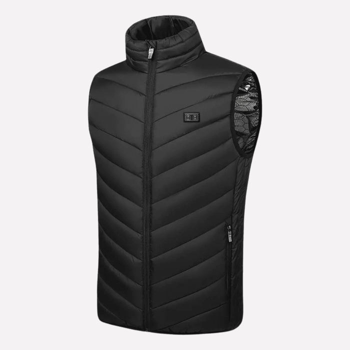 Męska Pikowana Kamizelka z Wysokim Kołnierzem i Zamkiem