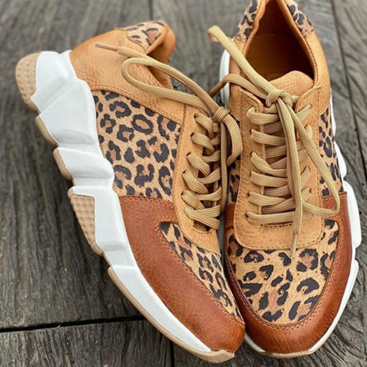 Damskie Chunky Trampki z Wzorem – Sznurowane Buty na Co Dzień i do Miasta
