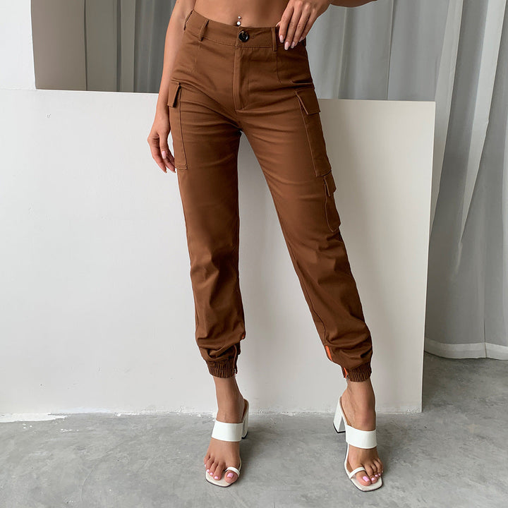 Damskie Spodnie Cargo Tapered z Kieszeniami