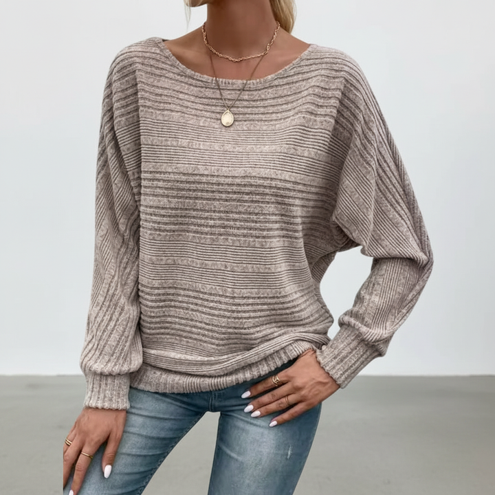 Kobiecy sweter z teksturowanym splotem, luźne rękawy typu batwing