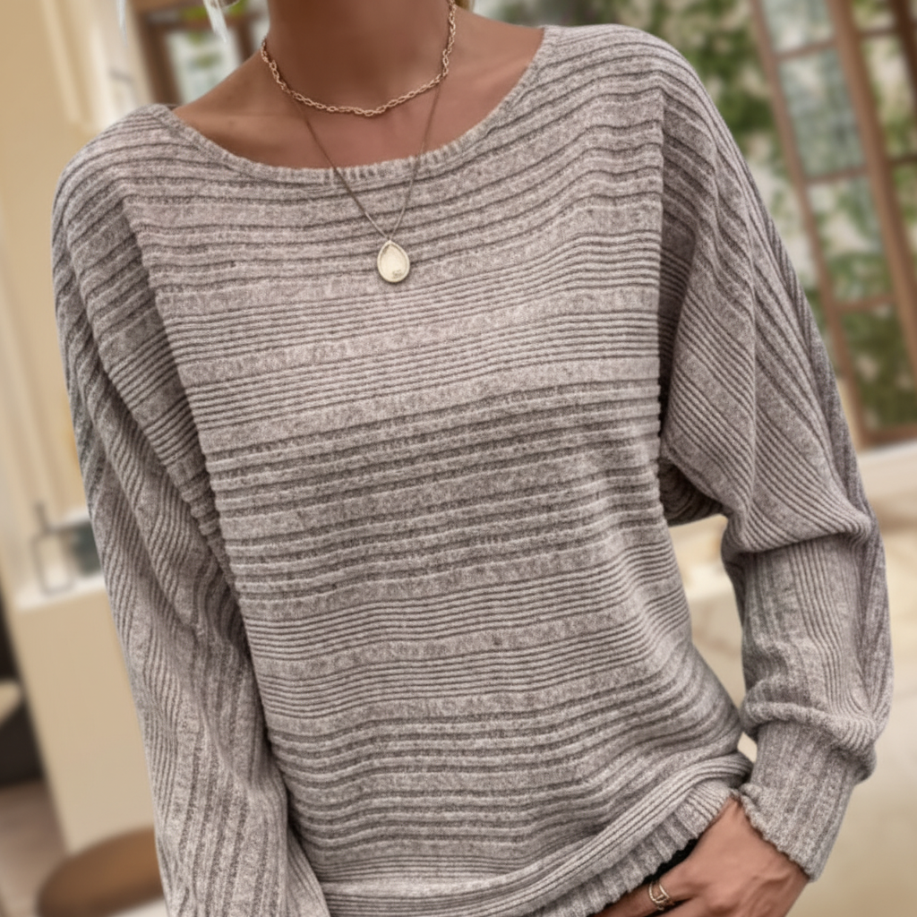 Kobiecy sweter z teksturowanym splotem, luźne rękawy typu batwing