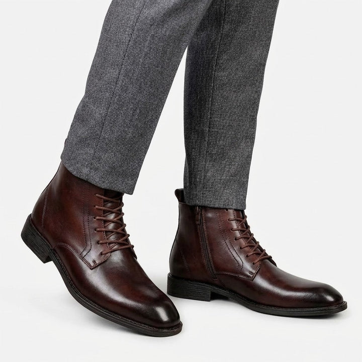 Męskie skórzane buty dziedzictwa – klasyczny model za kostkę z sznurowaniem do eleganckich i codziennych stylizacji