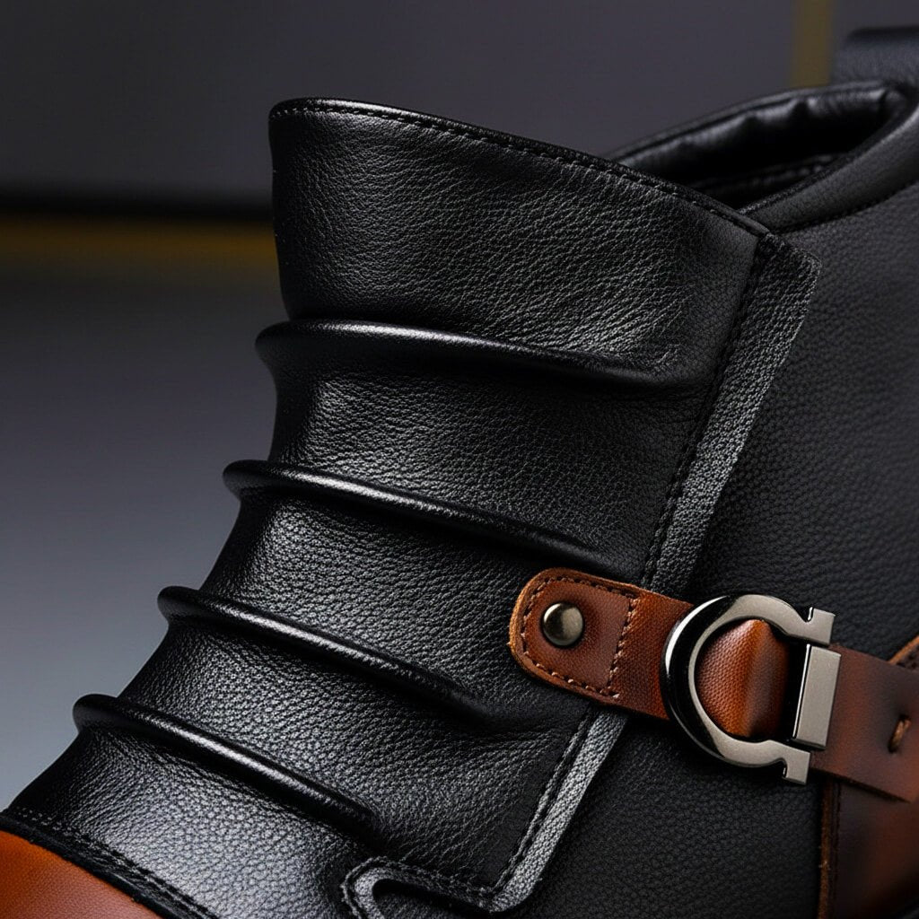 Męskie ręcznie robione skórzane buty na klamrę – strukturalny styl za kostkę do smart casual i weekendowych stylizacji