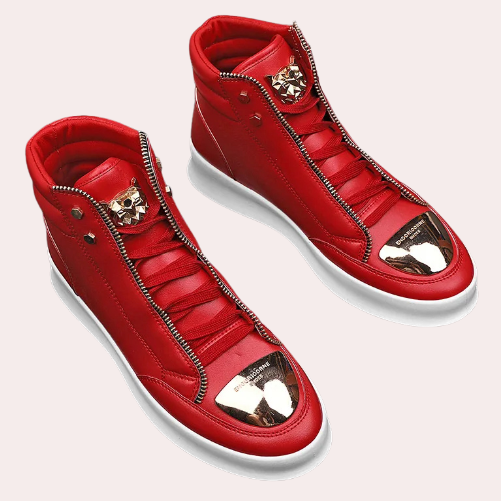 Męskie Sneakersy Wysokie z Metalowym Noskiem, Streetwearowe Trampki