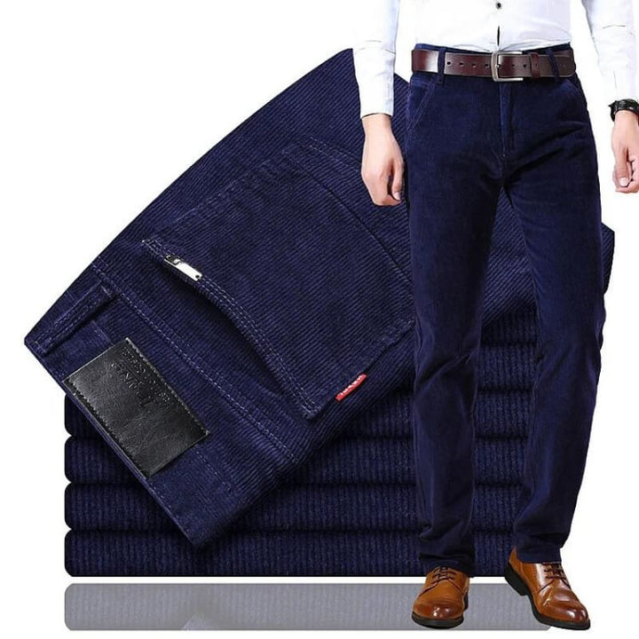 Męskie spodnie z mieszanki bawełny i korduroy – Prosty krój do smart casual na jesień i zimę