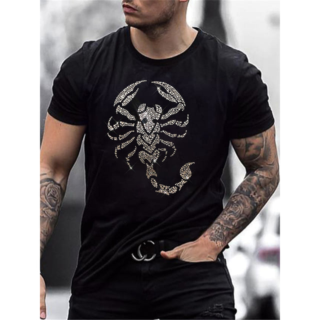 Męska koszulka graficzna z logo korony z kryształków, slim fit