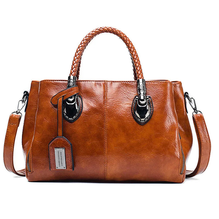 Damska Torba Retro z Plecionymi Uchwytami
