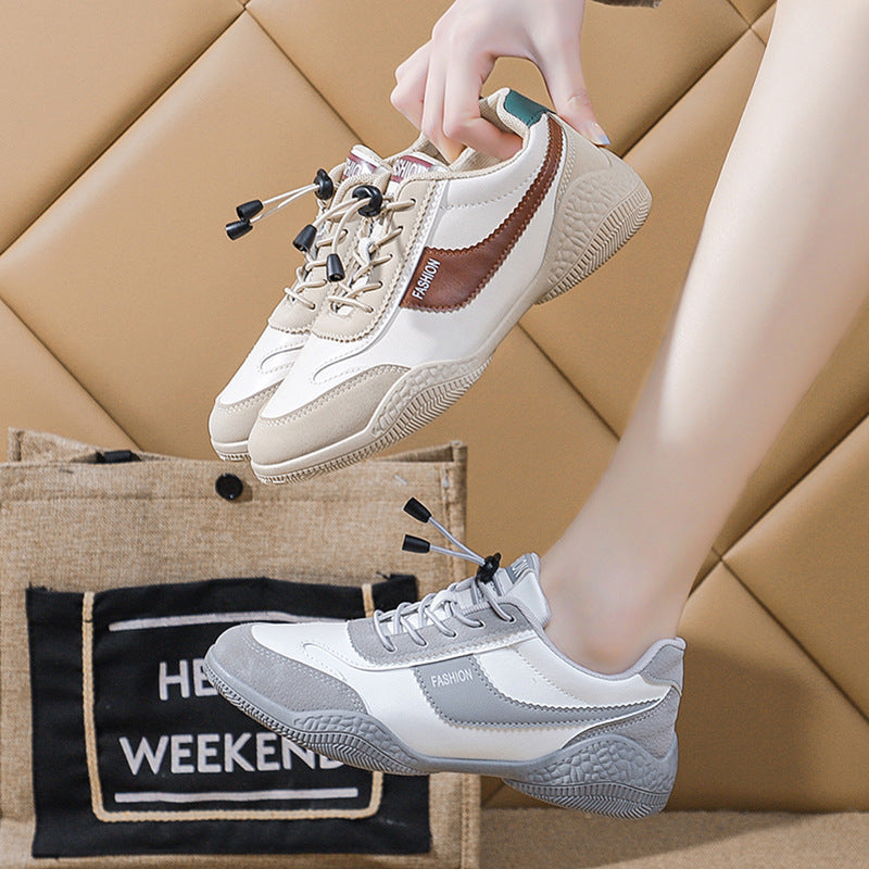 Damskie sneakersy z panelami i sznurówkami z grubą podeszwą
