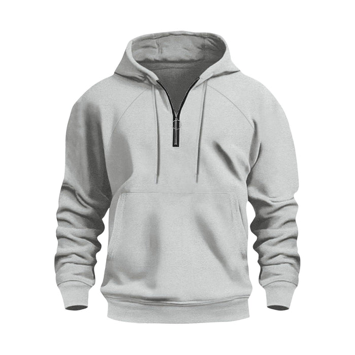 Męska Bluza z Kapturem Half-Zip z Kieszenią Kangurką
