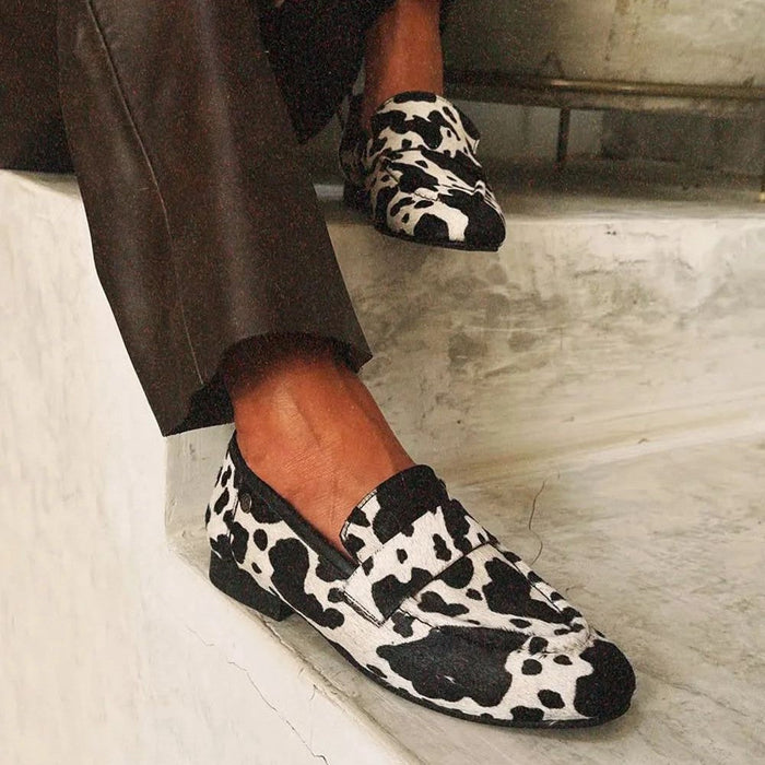 Damskie Mokasyny Animal Print z Płaską Podeszwą