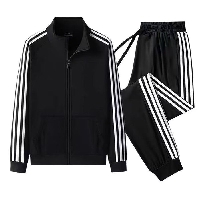 Męski Striped Panel Zip Jacket i Jogger Tracksuit
