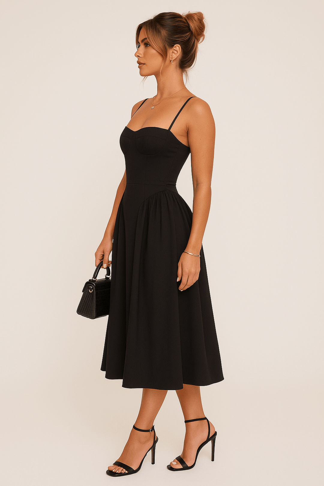 Sukienka midi w stylu fit and flare dla kobiet – styl koronkowy na letnie imprezy i wydarzenia