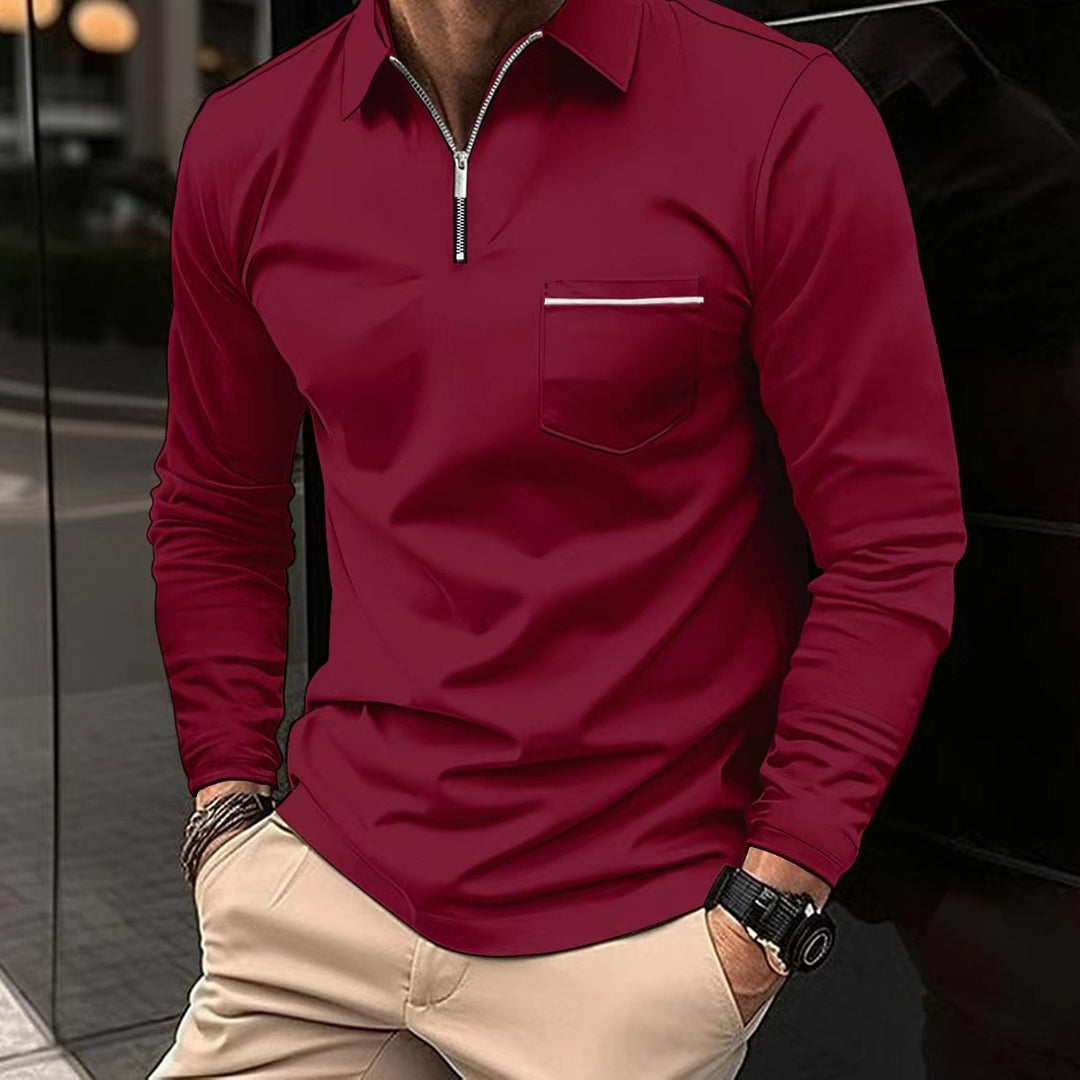 Męska koszulka polo z długim rękawem – Ciepła, komfortowa, oddychająca, stylowa, smart casual, na co dzień