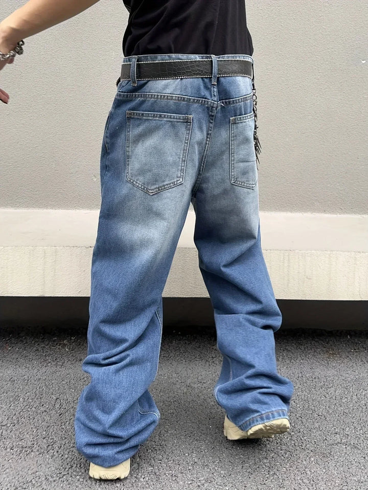 Męskie Luźne Dżinsy Streetwear – Relaksowane Dżinsy z Szerokimi Nogawkami do Codziennych Stylizacji Miejskich