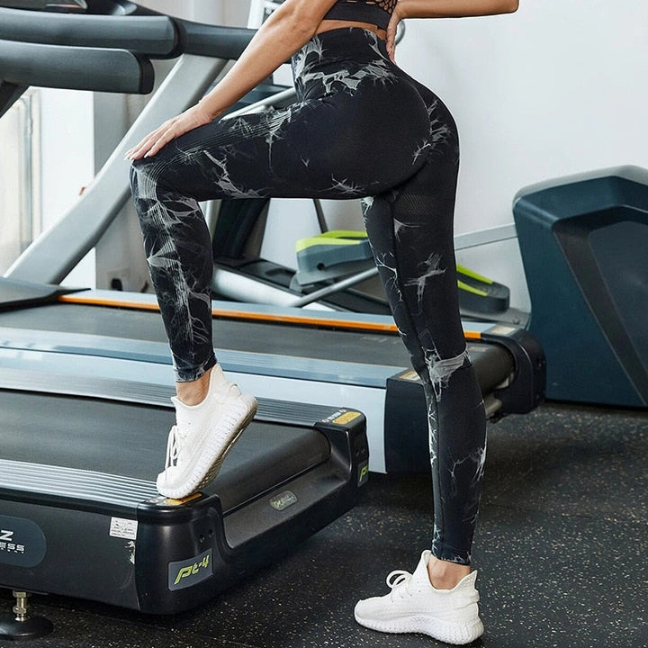 Damskie Legginsy z Wysokim Stanem w Tie Dye – Elastyczne, Wygodne, Stylowe, Codzienne Akcesoria Sportowe