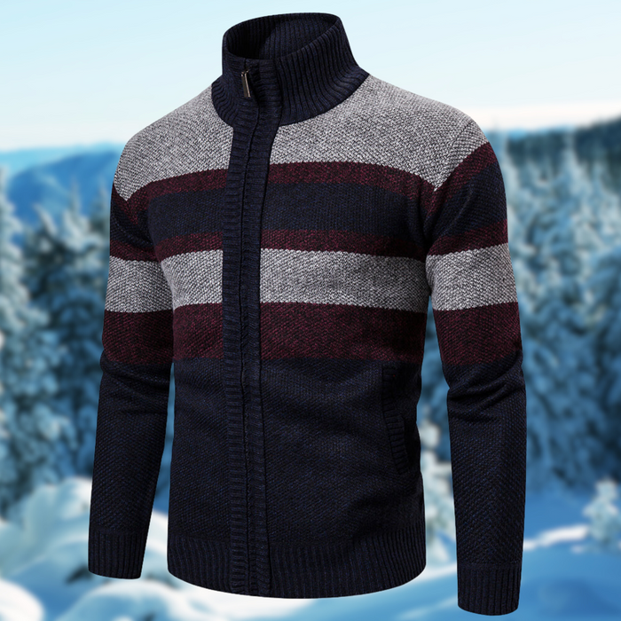 Męski Sweter w Paski z Dzianiny Lekki i Stylowy na Co Dzień