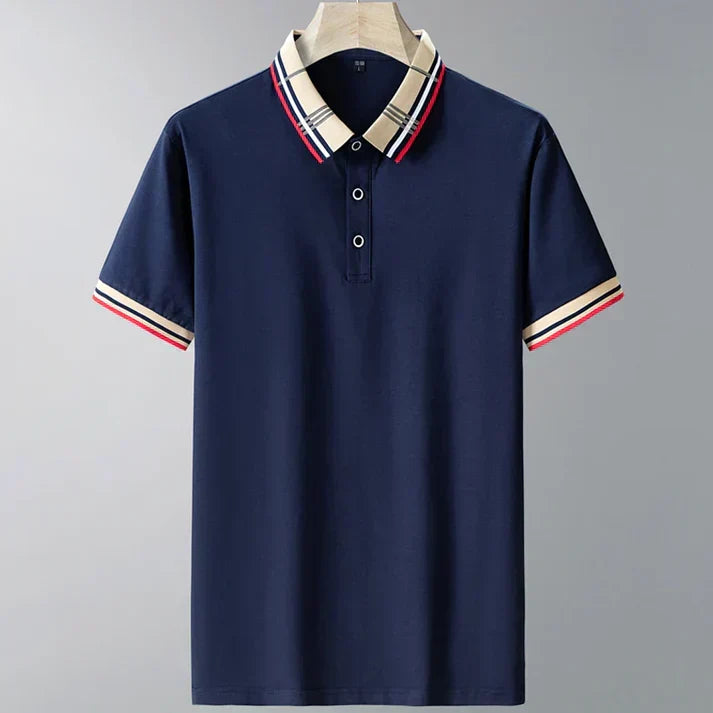 Męska koszulka polo z kontrastowym kołnierzykiem, wyrafinowany styl smart casual