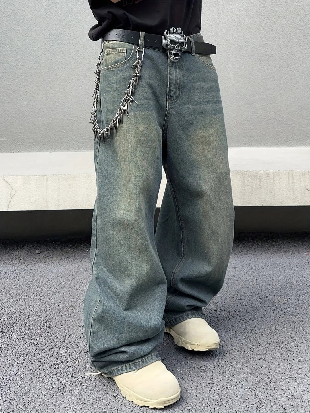 Męskie Luźne Dżinsy Streetwear – Relaksowane Dżinsy z Szerokimi Nogawkami do Codziennych Stylizacji Miejskich