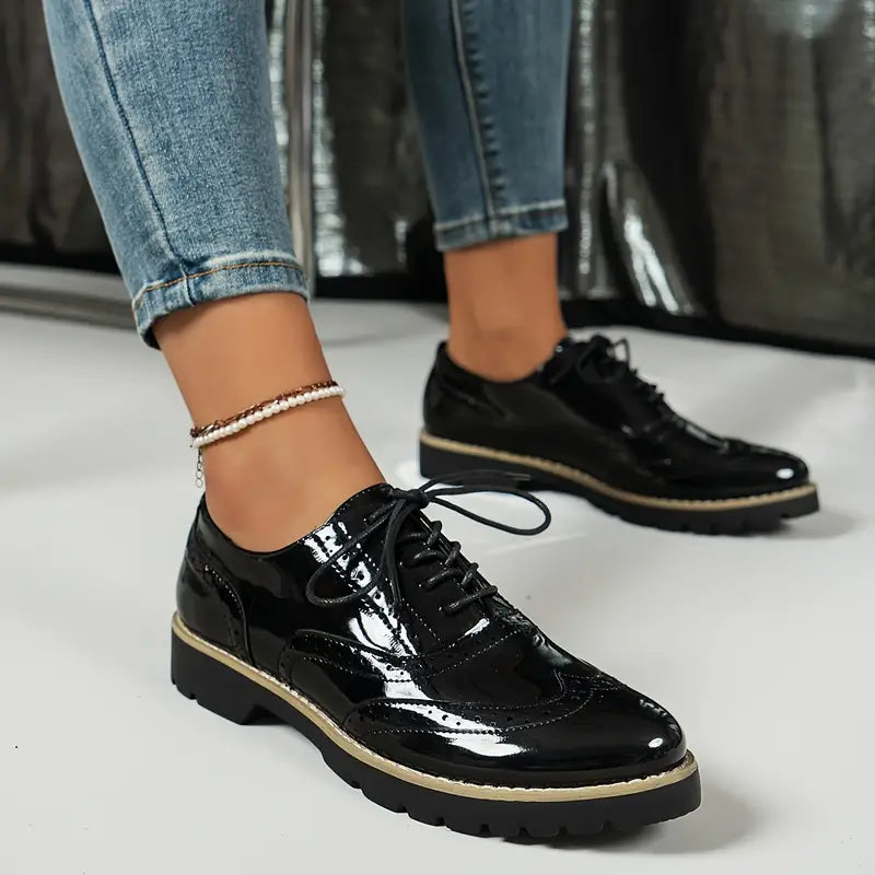 Damskie buty Oxford Brogue – Styl z platformą i sznurowaniem do eleganckiego casualu