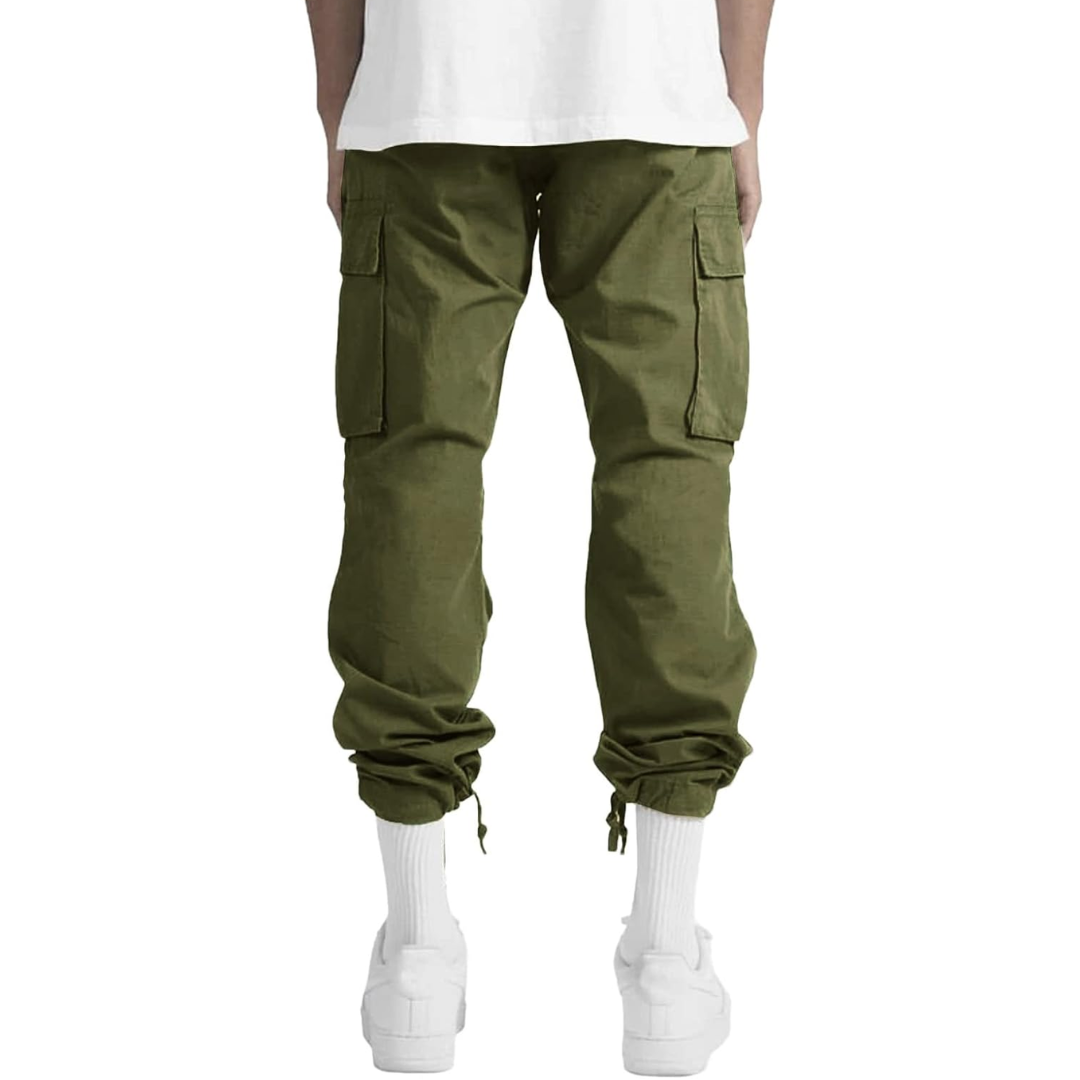 Męskie Spodnie Cargo w Luźnym Stylu z Wieloma Kieszeniami, Ubrania Streetwear