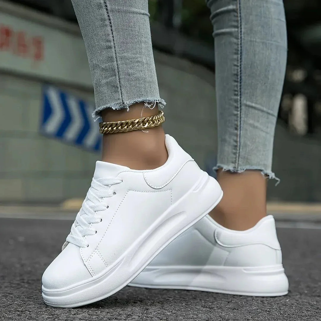 Damskie Trampki na Platformie – Minimalistyczne Sznurowane Buty na Co Dzień