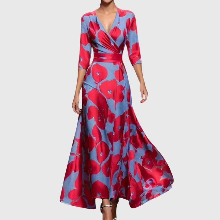 Damska Kwiatowa Sukienka Maxi z Zawiązaniem Elegancki Styl na Okazje