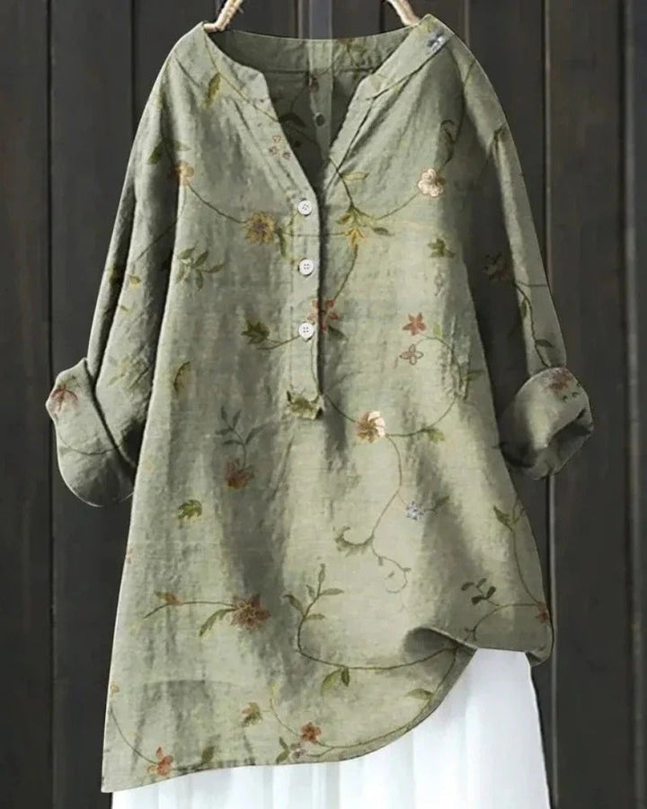 Kobieta’s Printed Patchwork Blouse – Luźna tunika z długim rękawem na co dzień